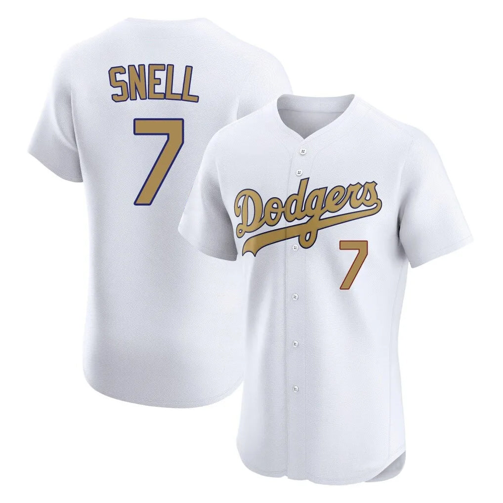 Punc LA.Dodgers #7 Blake Snell Player Gold Limited Elite Home Stitched Jerseys