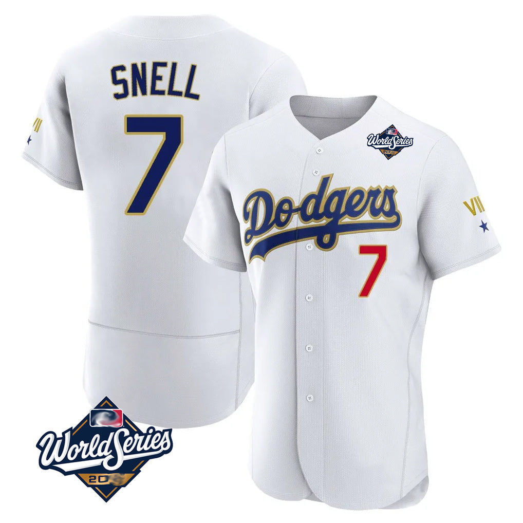 Punc LA.Dodgers #7 Blake Snell Player Gold White 2026 Collection Stadium Limited Elite World Series Stitched Jerseys