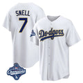 Punc LA.Dodgers #7 Blake Snell Player Gold White World Series Meet Home Game Stitched Jerseys