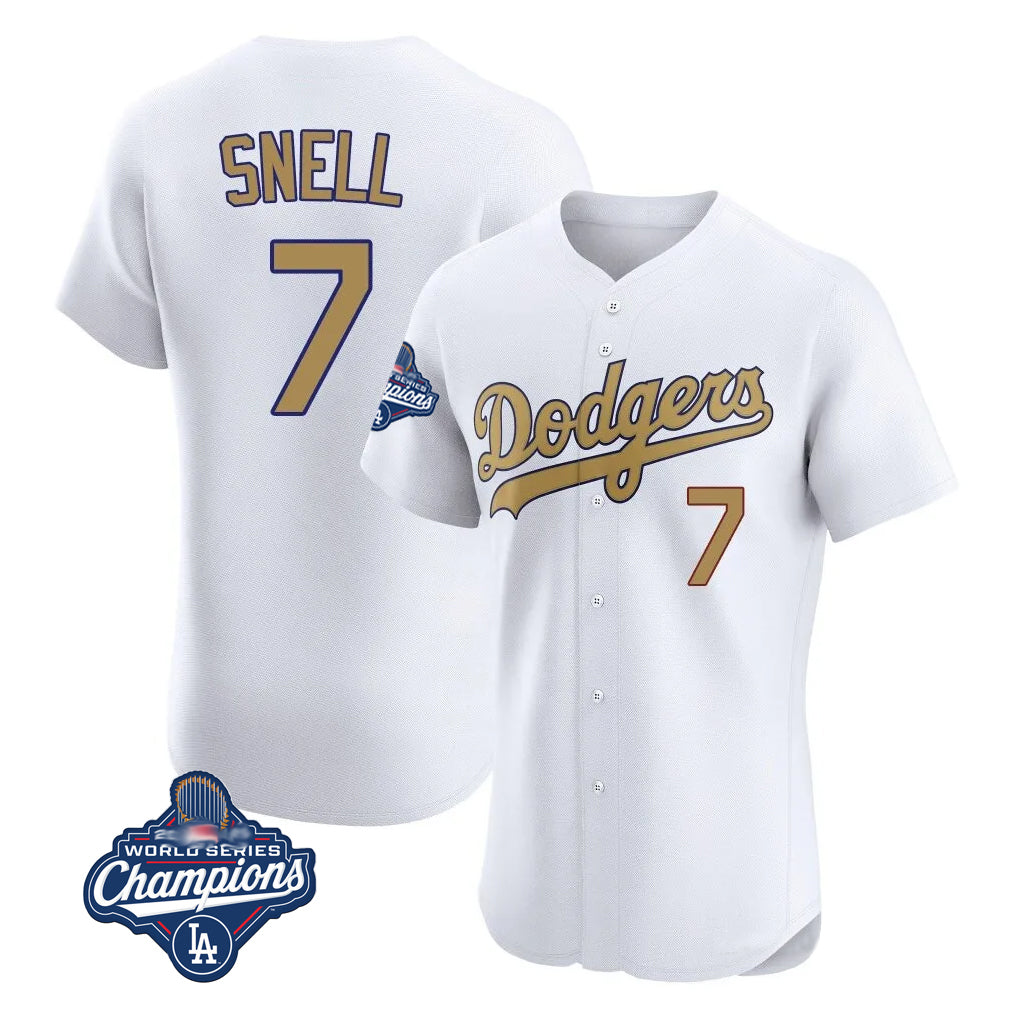 Punc LA.Dodgers #7 Blake Snell Player Gold World Series Meet Limited Elite Home Stitched Jerseys
