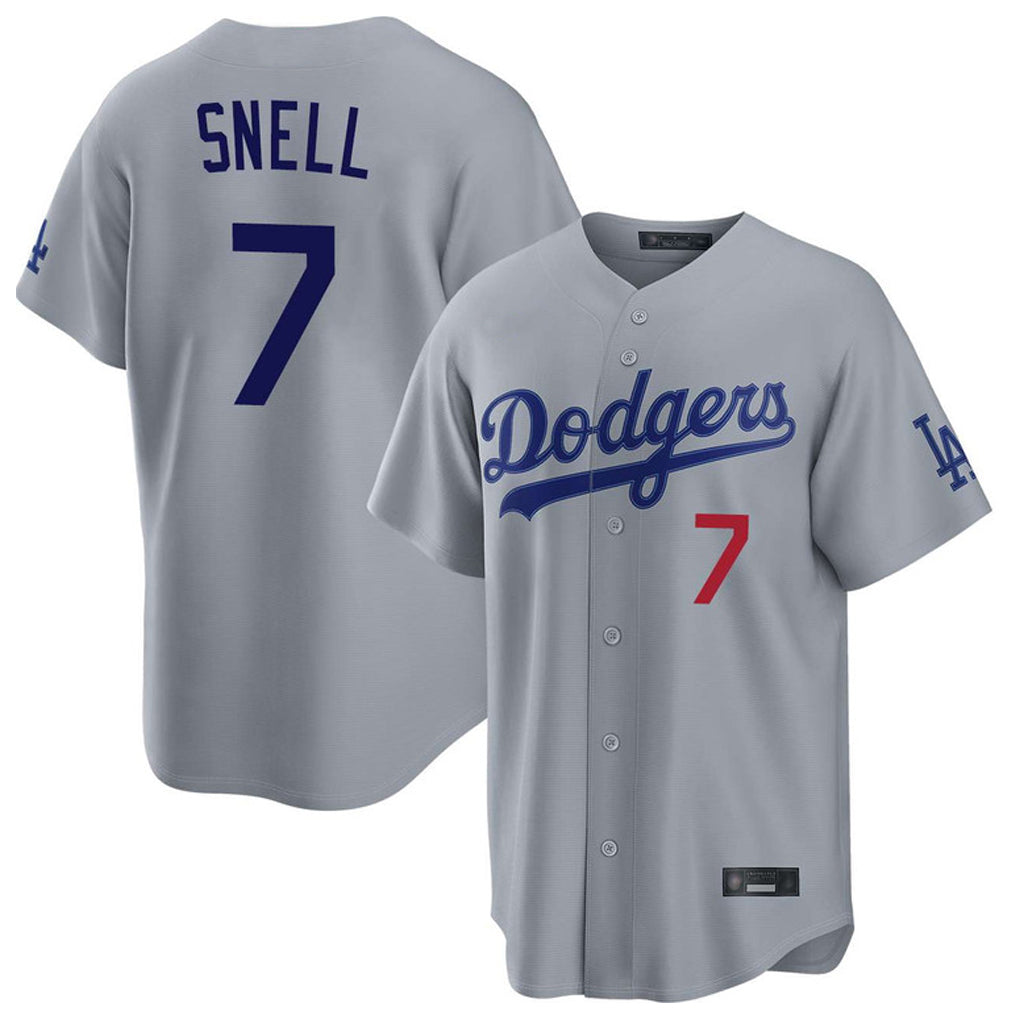 Punc LA.Dodgers #7 Blake Snell Player Gray Game Home Stitched Jerseys