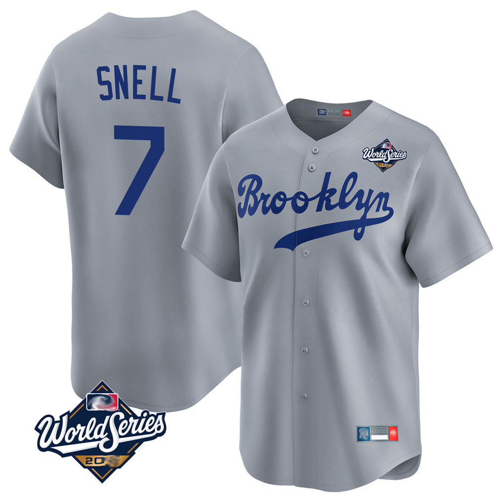 Punc LA.Dodgers #7 Blake Snell Player Gray Game Limited World Series Home Stitched Jerseys