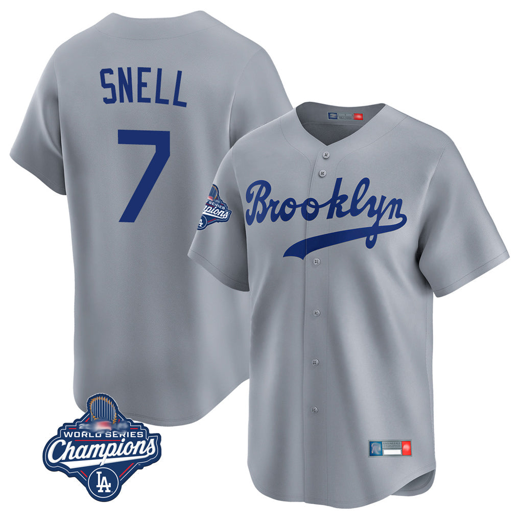 Punc LA.Dodgers #7 Blake Snell Player Gray Game Limited World Series Meet Home Stitched Jerseys