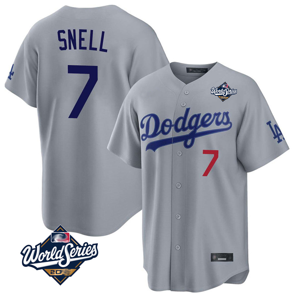Punc LA.Dodgers #7 Blake Snell Player Gray Game World Series Home Stitched Jerseys