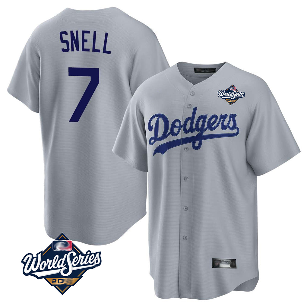 Punc LA.Dodgers #7 Blake Snell Player Gray Game World Series Stitched Jerseys
