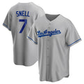 Punc LA.Dodgers #7 Blake Snell Player Gray Road Game Stitched Jerseys