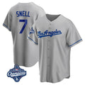 Punc LA.Dodgers #7 Blake Snell Player Gray World Series Meet Road Game Stitched Jerseys