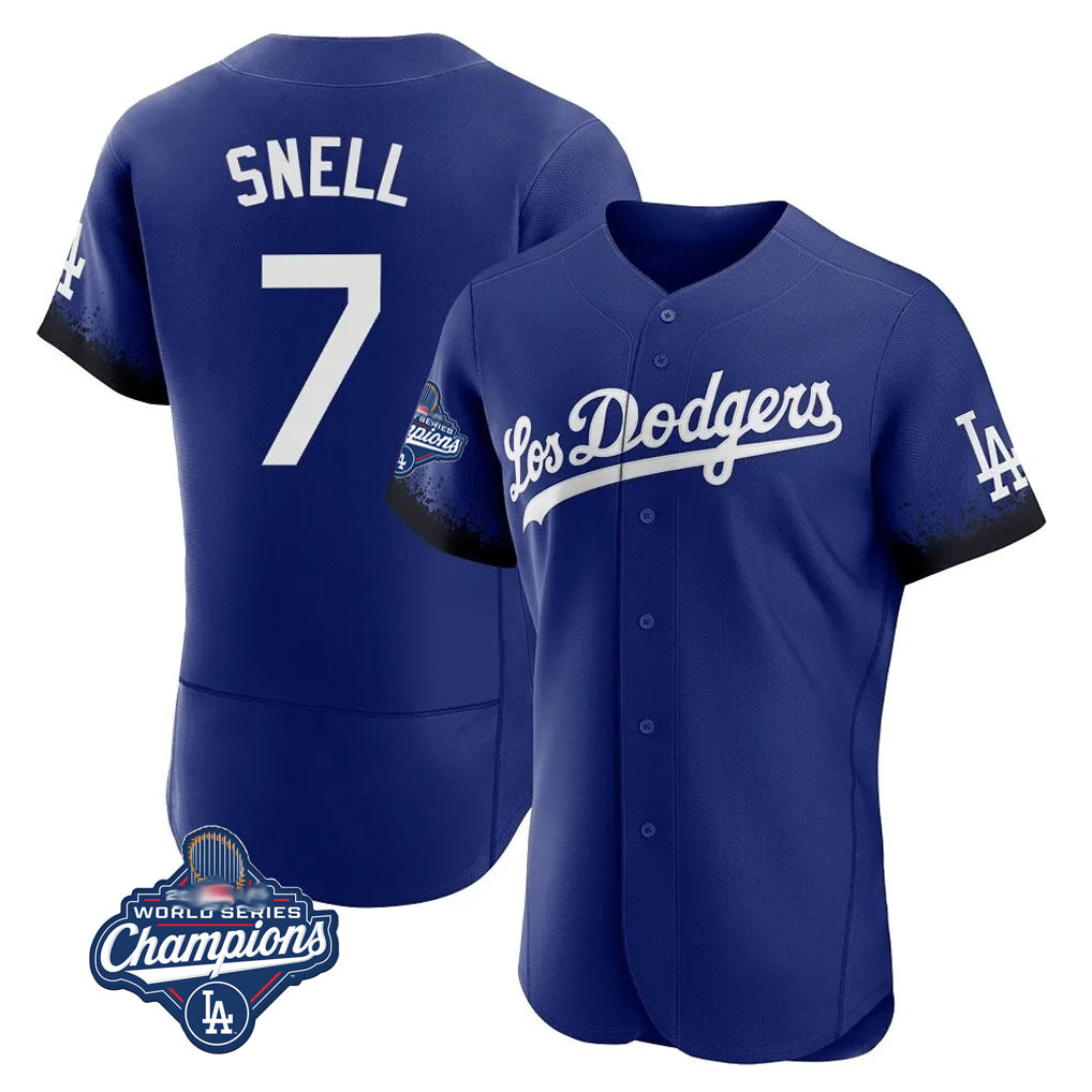 Punc LA.Dodgers #7 Blake Snell Player Royal City Connect Elite World Series Meet Home Stitched Jerseys