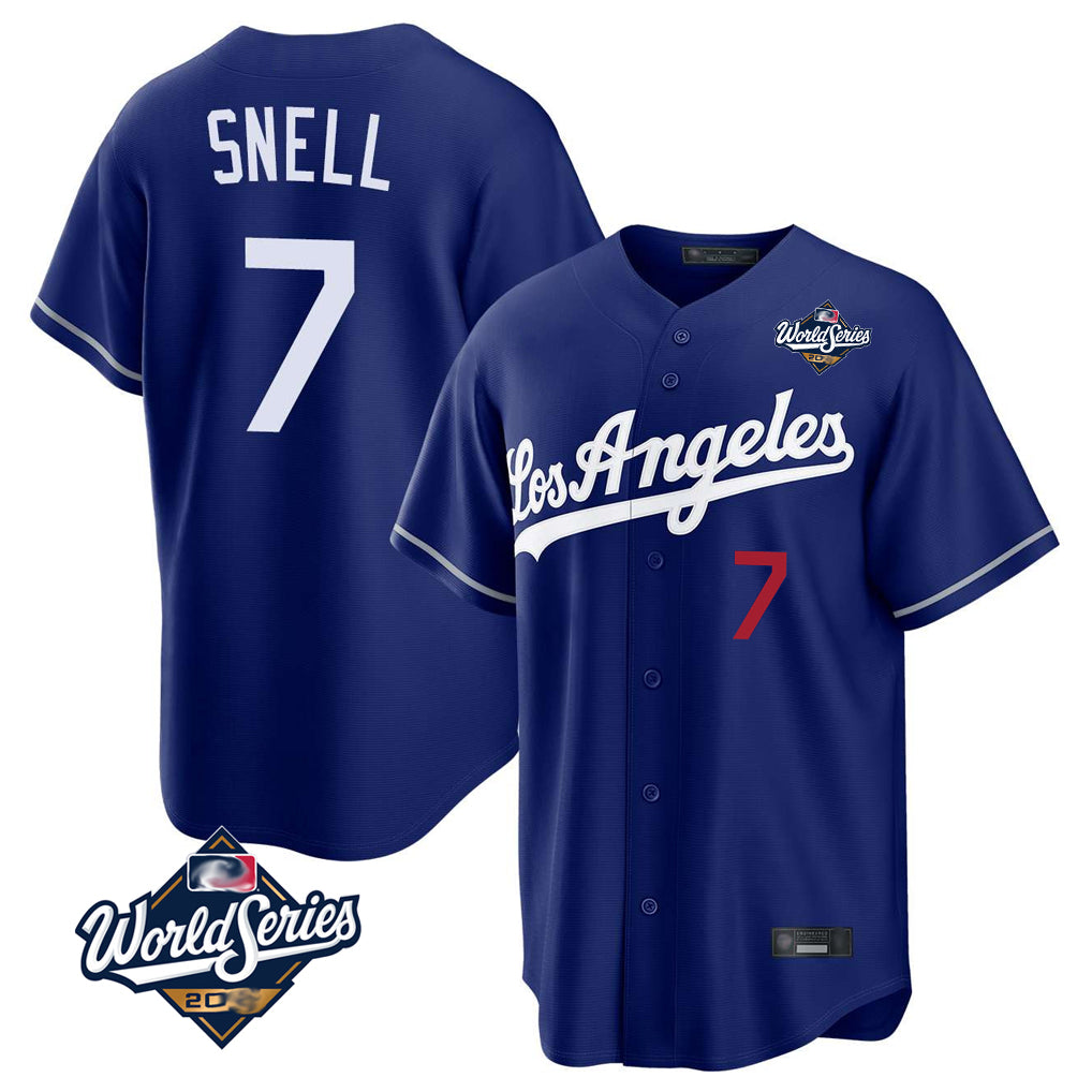 Punc LA.Dodgers #7 Blake Snell Player Royal Game World Series Home Stitched Jerseys