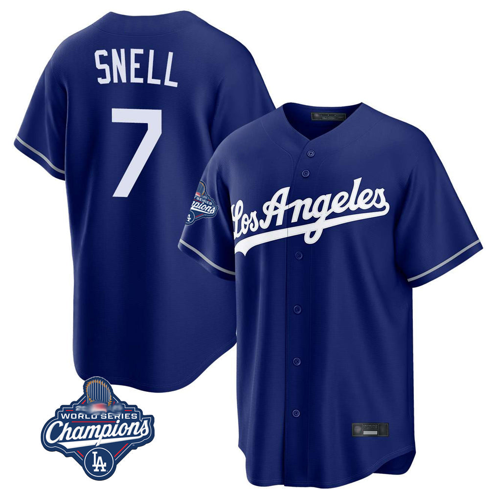 Punc LA.Dodgers #7 Blake Snell Player Royal Game World Series Meet Stitched Jerseys