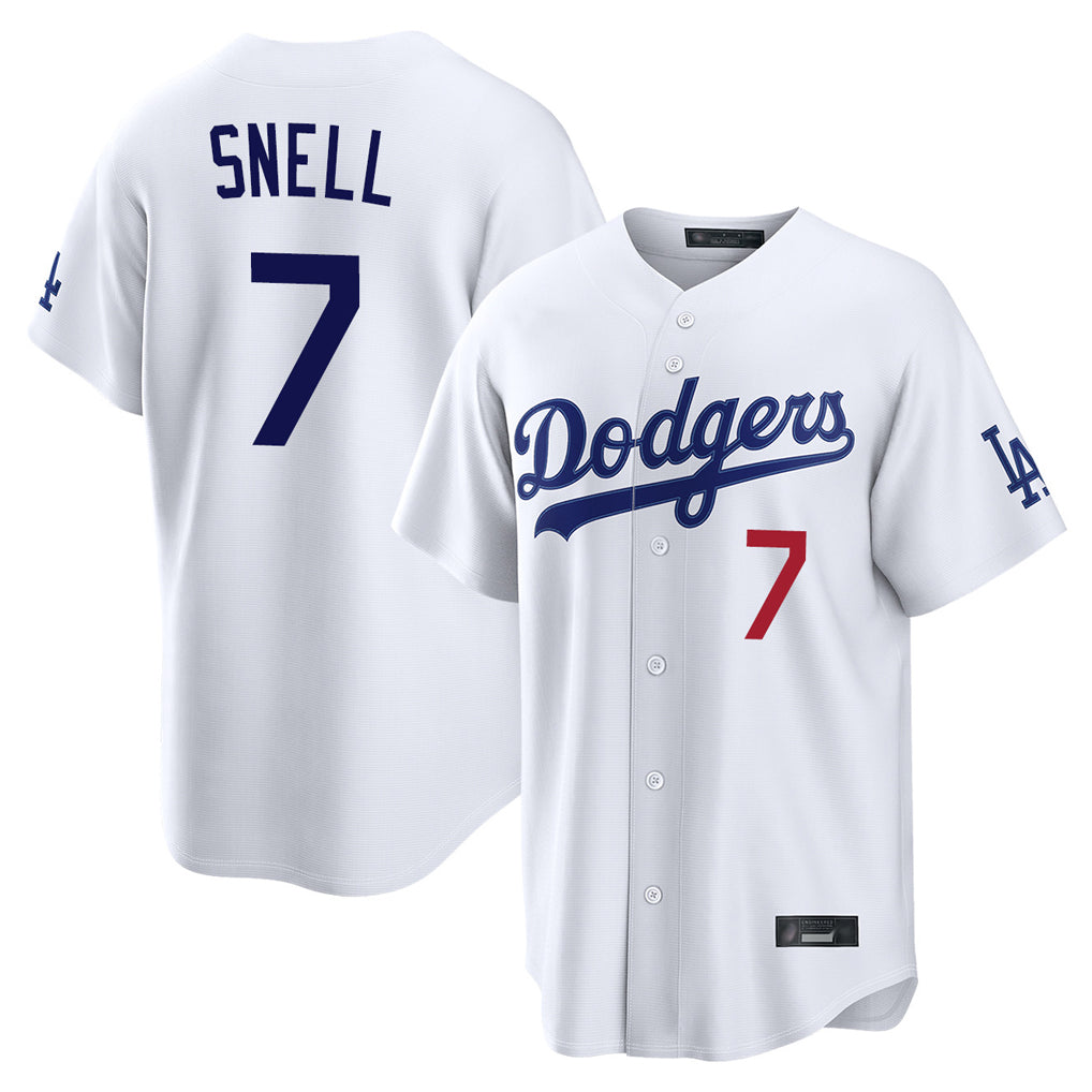 Punc LA.Dodgers #7 Blake Snell Player White Game Home Stitched Jerseys
