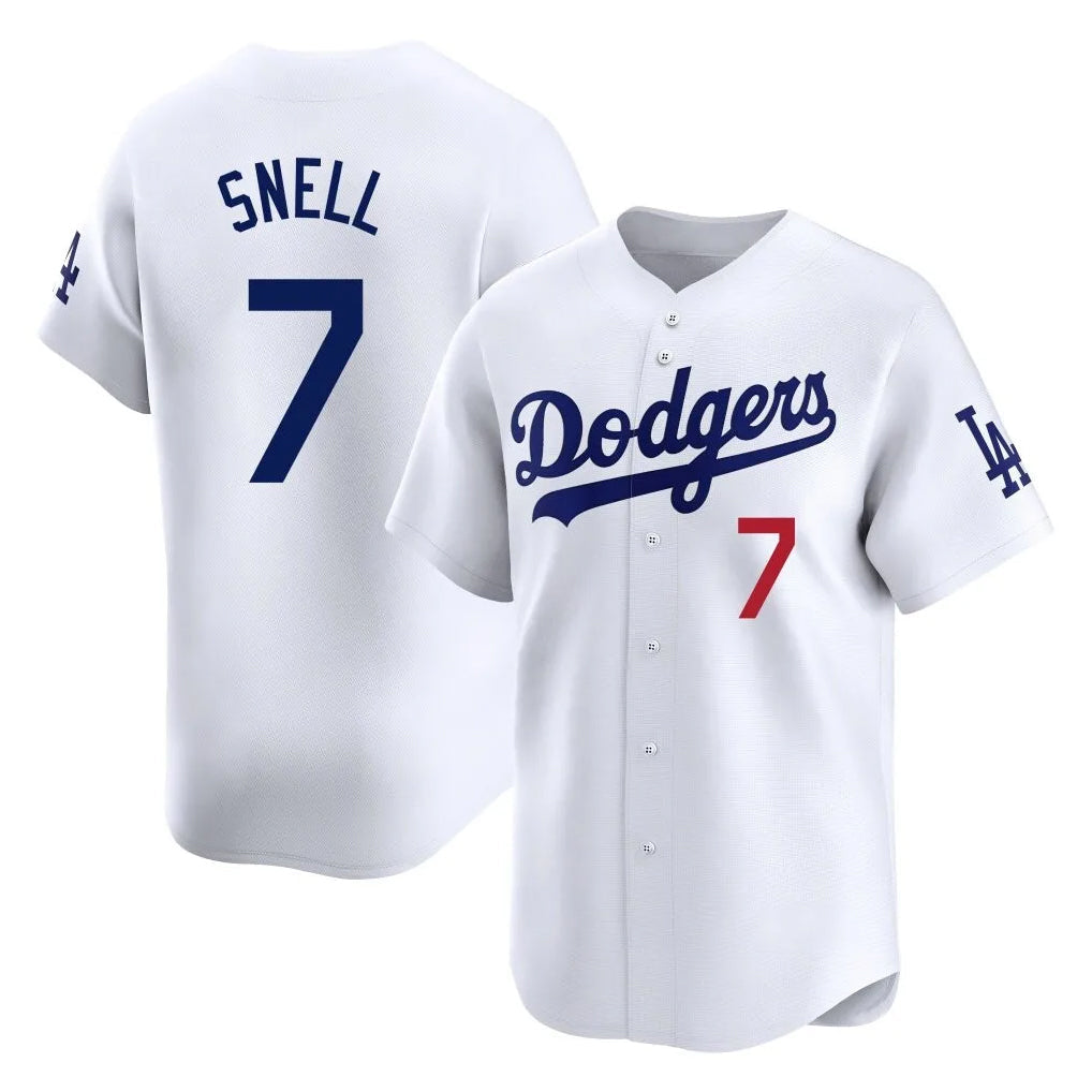 Punc LA.Dodgers #7 Blake Snell Player White Game Limited Home Stitched Jerseys