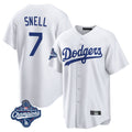 Punc LA.Dodgers #7 Blake Snell Player White Game World Series Meet Stitched Jerseys