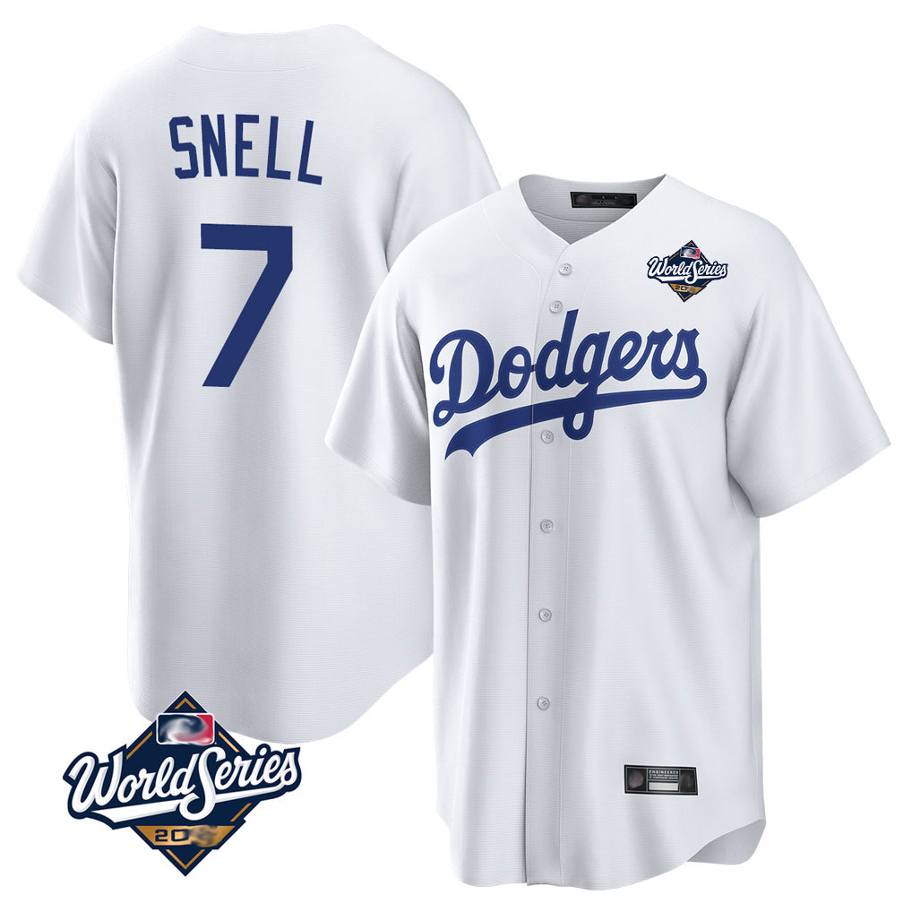 Punc LA.Dodgers #7 Blake Snell Player White Game World Series Stitched Jerseys