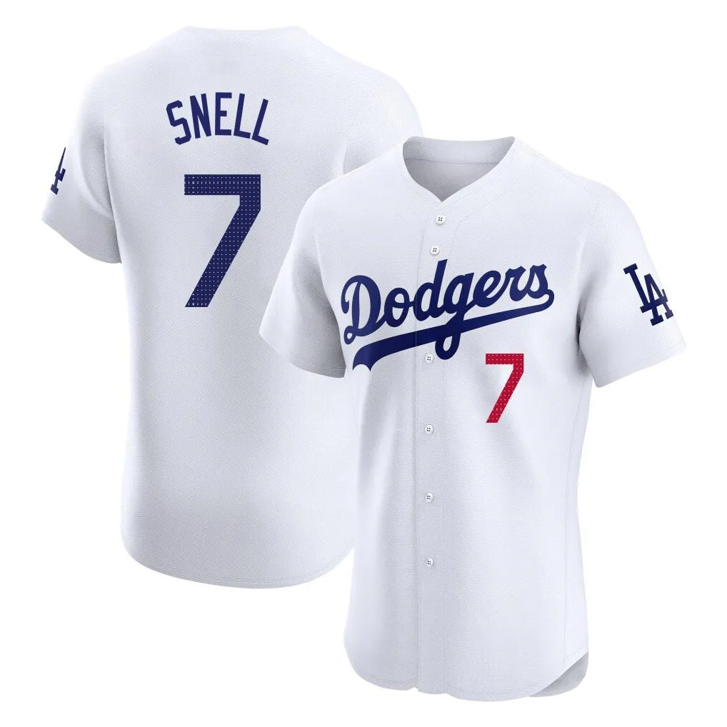 Punc LA.Dodgers #7 Blake Snell Player White Limited Elite Home Stitched Jerseys