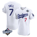 Punc LA.Dodgers #7 Blake Snell Player White Limited Elite World Series Home Stitched Jerseys