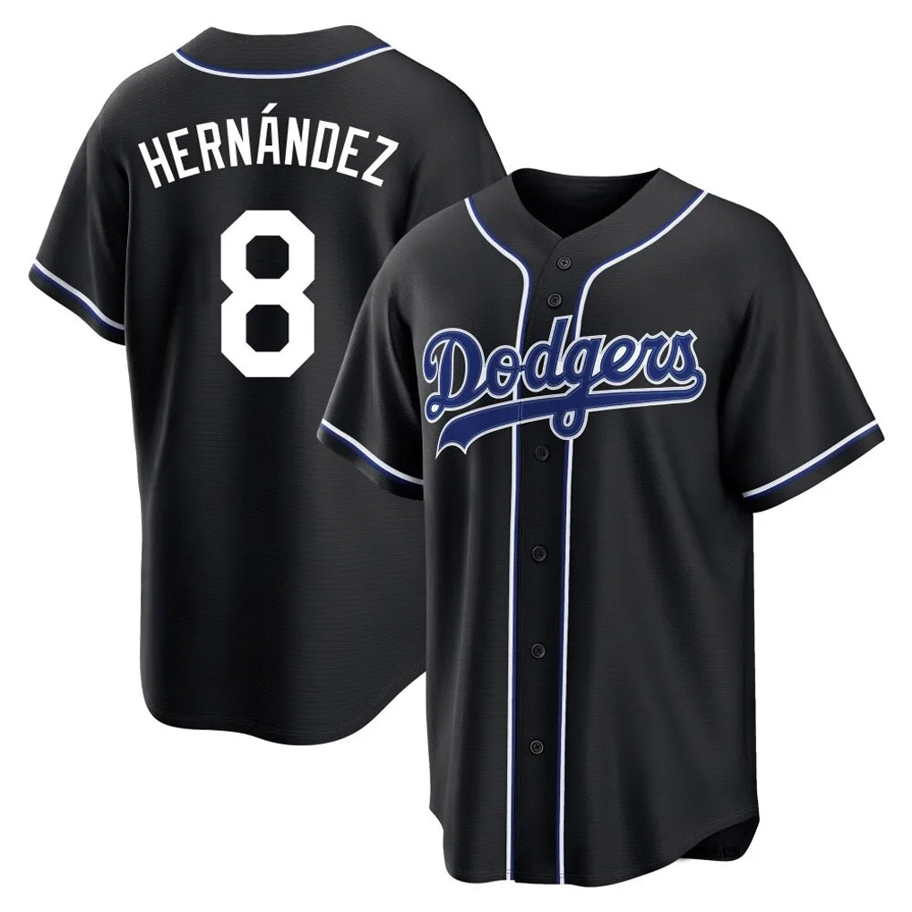 Punc LA.Dodgers #8 Enrique Hern¨¢ndez Player Black Carbon Limited Home Stitched Jerseys