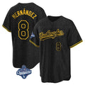 Punc LA.Dodgers #8 Enrique Hern¨¢ndez Player Black Gold World Series Meet Limited Home Stitched Jerseys