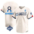 Punc LA.Dodgers #8 Enrique Hern¨¢ndez Player Cream World Series Meet City Connect Limited Home Stitched Jerseys