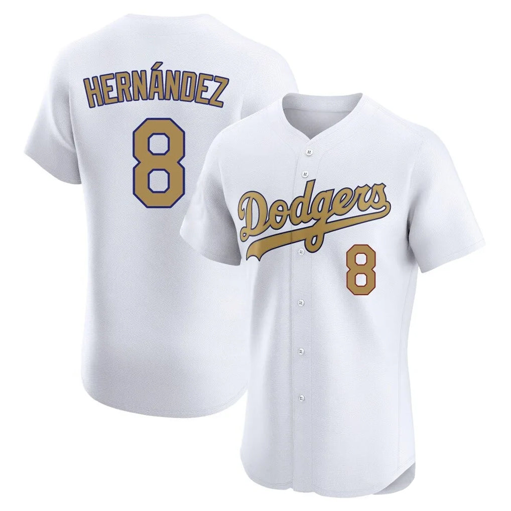 Punc LA.Dodgers #8 Enrique Hern¨¢ndez Player Gold Limited Elite Home Stitched Jerseys