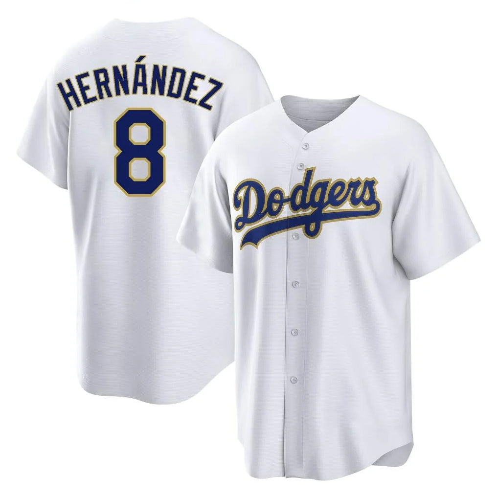 Punc LA.Dodgers #8 Enrique Hern¨¢ndez Player Gold White 2026 Collection Stadium Game Stitched Jerseys
