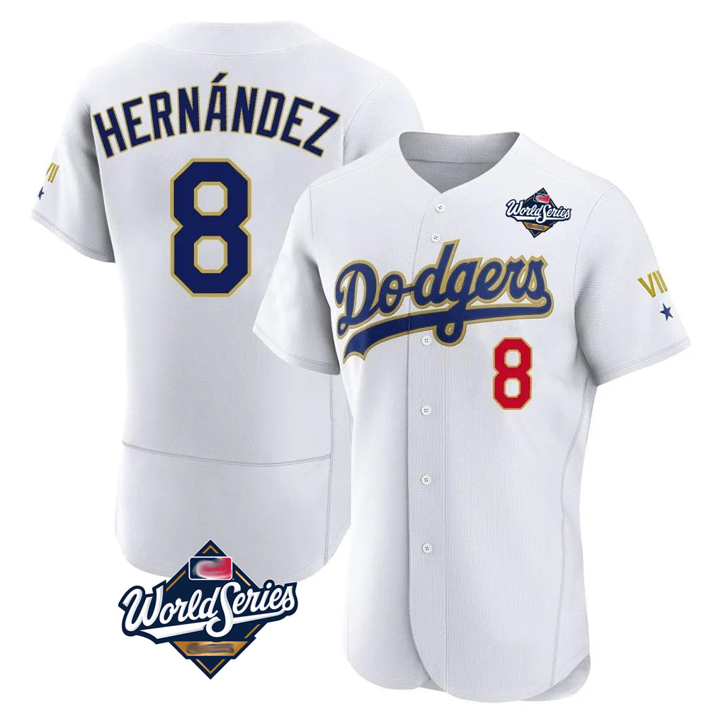 Punc LA.Dodgers #8 Enrique Hern¨¢ndez Player Gold White World Series 2026 Collection Stadium Limited Elite Stitched Jerseys
