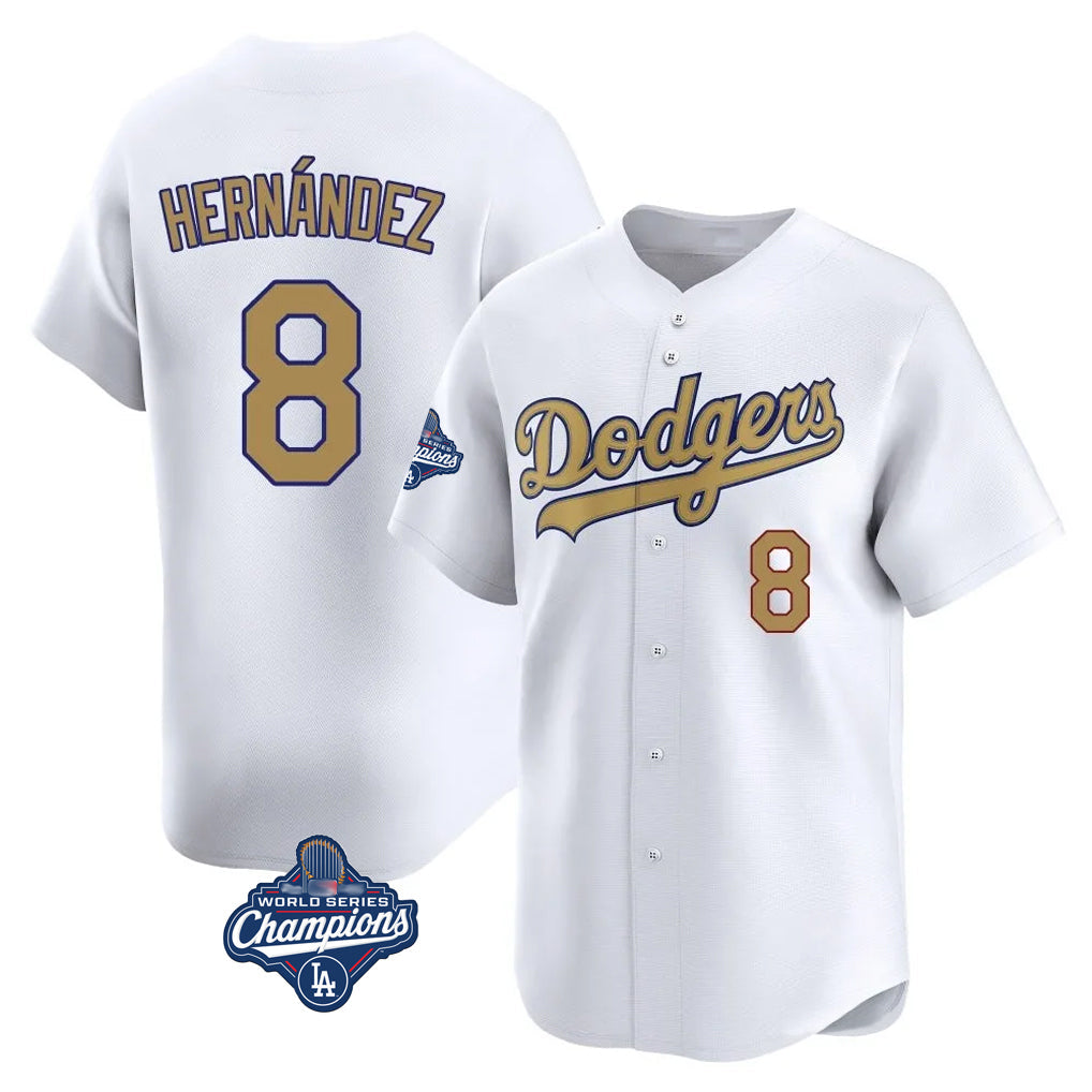 Punc LA.Dodgers #8 Enrique Hern¨¢ndez Player Gold World Series Meet Collection Limited Home Stitched Jerseys