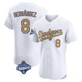 Punc LA.Dodgers #8 Enrique Hern¨¢ndez Player Gold World Series Meet Limited Elite Home Stitched Jerseys