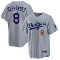 Punc LA.Dodgers #8 Enrique Hern¨¢ndez Player Gray Game Home Stitched Jerseys