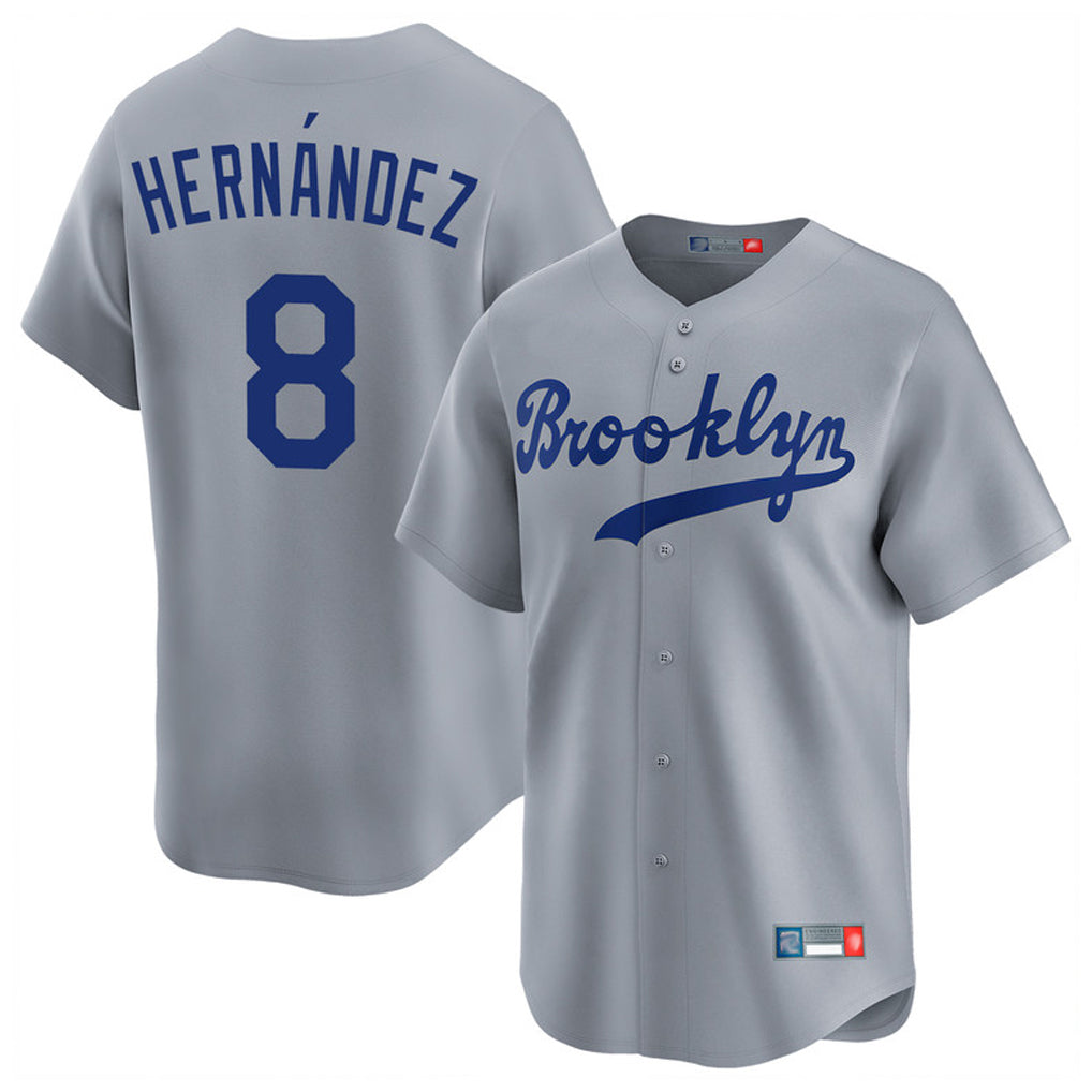 Punc LA.Dodgers #8 Enrique Hern¨¢ndez Player Gray Game Limited Home Stitched Jerseys