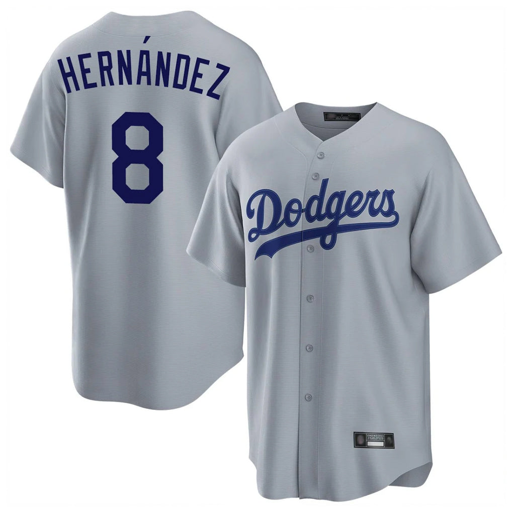 Punc LA.Dodgers #8 Enrique Hern¨¢ndez Player Gray Game Stitched Jerseys