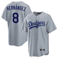 Punc LA.Dodgers #8 Enrique Hern¨¢ndez Player Gray Game Stitched Jerseys