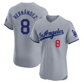 Punc LA.Dodgers #8 Enrique Hern¨¢ndez Player Gray Limited Elite Home Stitched Jerseys