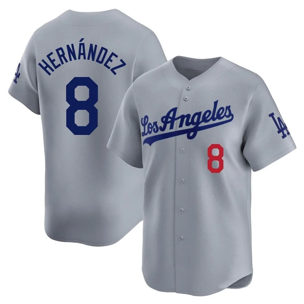 Punc LA.Dodgers #8 Enrique Hern¨¢ndez Player Gray Limited Home Stitched Jerseys