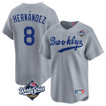 Punc LA.Dodgers #8 Enrique Hern¨¢ndez Player Gray World Series Game Limited Home Stitched Jerseys