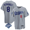 Punc LA.Dodgers #8 Enrique Hern¨¢ndez Player Gray World Series Meet Game Home Stitched Jerseys