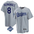 Punc LA.Dodgers #8 Enrique Hern¨¢ndez Player Gray World Series Meet Game Stitched Jerseys