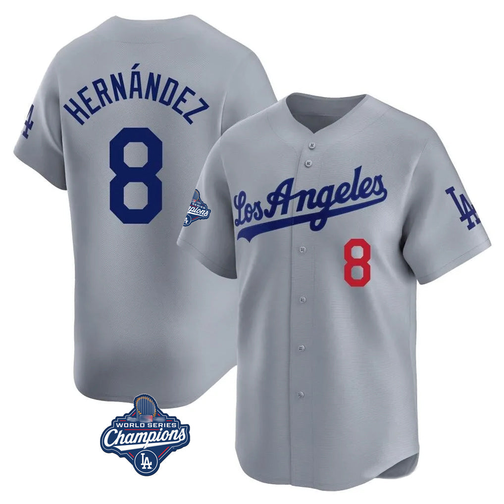 Punc LA.Dodgers #8 Enrique Hern¨¢ndez Player Gray World Series Meet Limited Home Stitched Jerseys