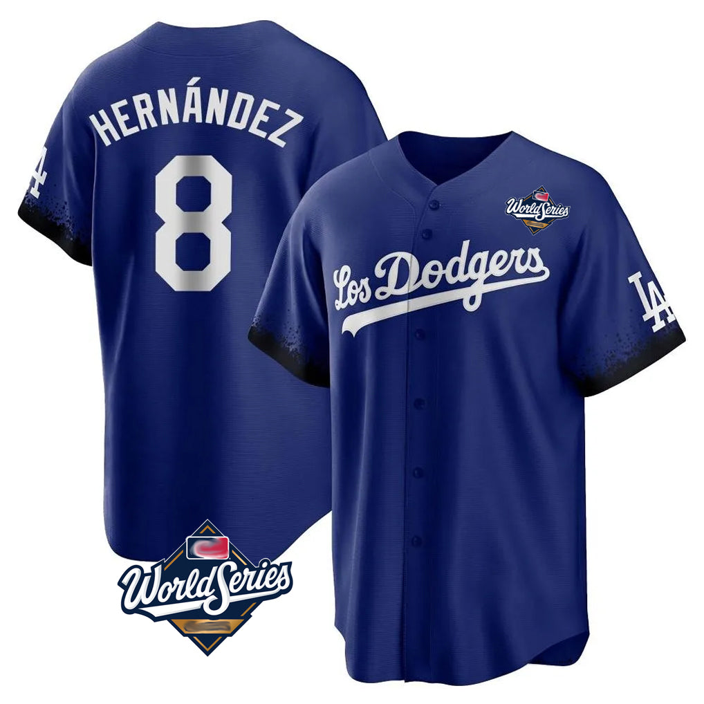 Punc LA.Dodgers #8 Enrique Hern¨¢ndez Player Royal World Series City Connect Home Game Stitched Jerseys