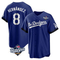 Punc LA.Dodgers #8 Enrique Hern¨¢ndez Player Royal World Series City Connect Home Game Stitched Jerseys