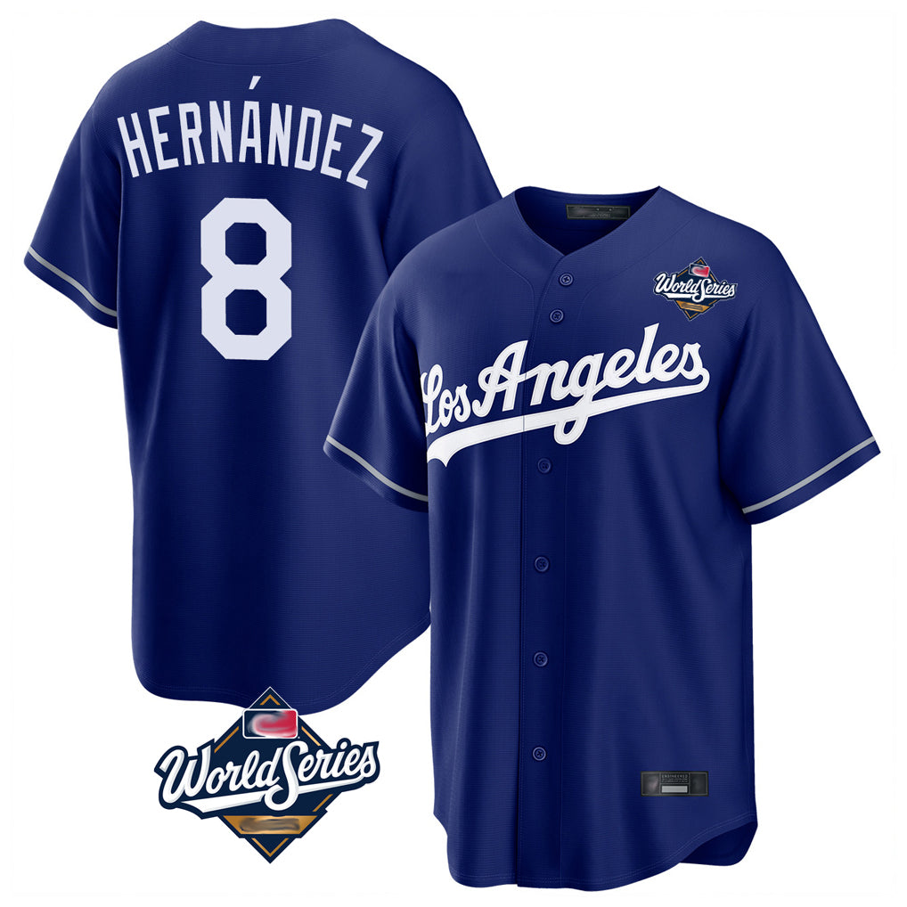 Punc LA.Dodgers #8 Enrique Hern¨¢ndez Player Royal World Series Game Stitched Jerseys