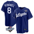 Punc LA.Dodgers #8 Enrique Hern¨¢ndez Player Royal World Series Game Stitched Jerseys