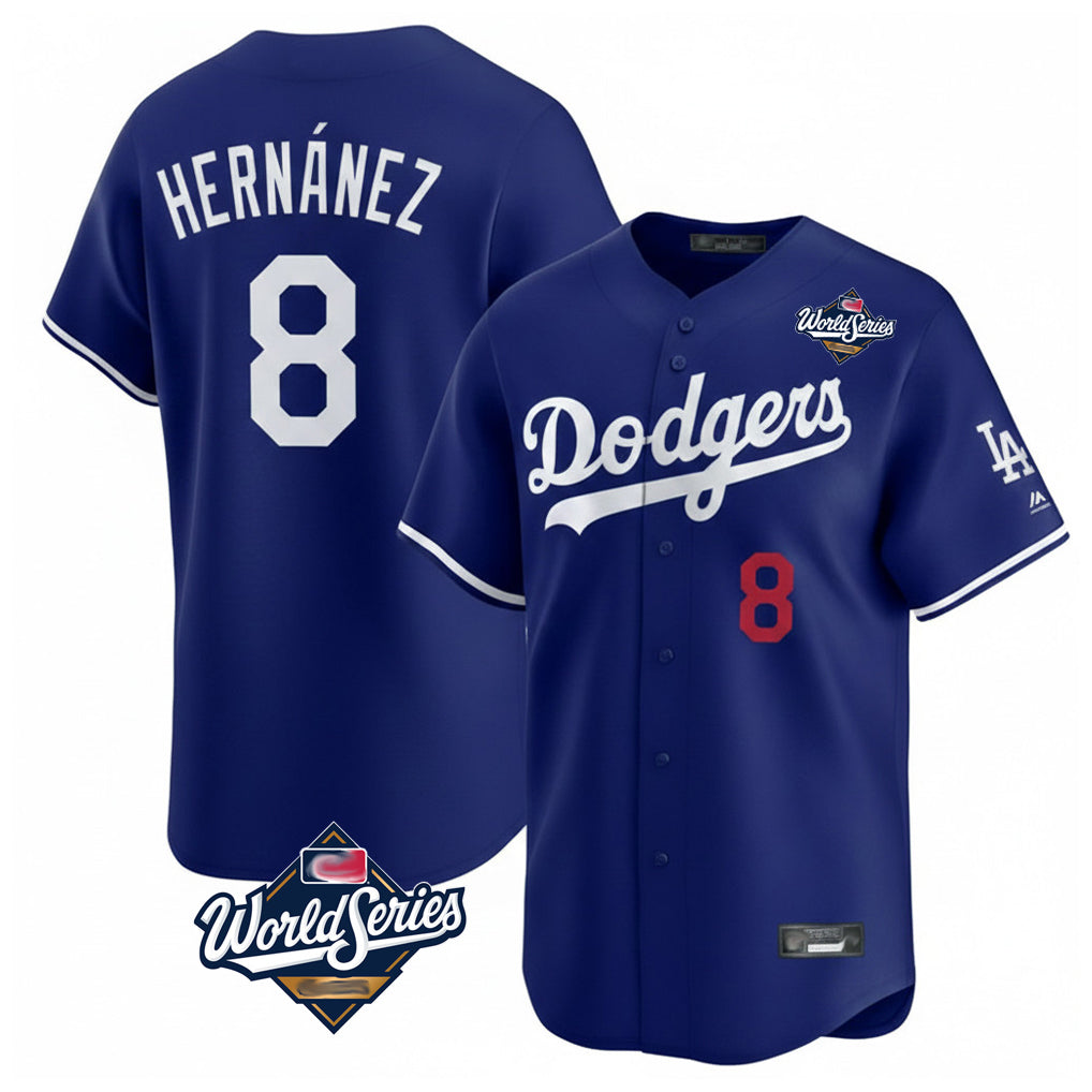 Punc LA.Dodgers #8 Enrique Hern¨¢ndez Player Royal World Series Limited Home Stitched Jerseys