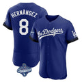Punc LA.Dodgers #8 Enrique Hern¨¢ndez Player Royal World Series Meet City Connect Elite Home Stitched Jerseys