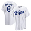Punc LA.Dodgers #8 Enrique Hern¨¢ndez Player White Game Home Stitched Jerseys