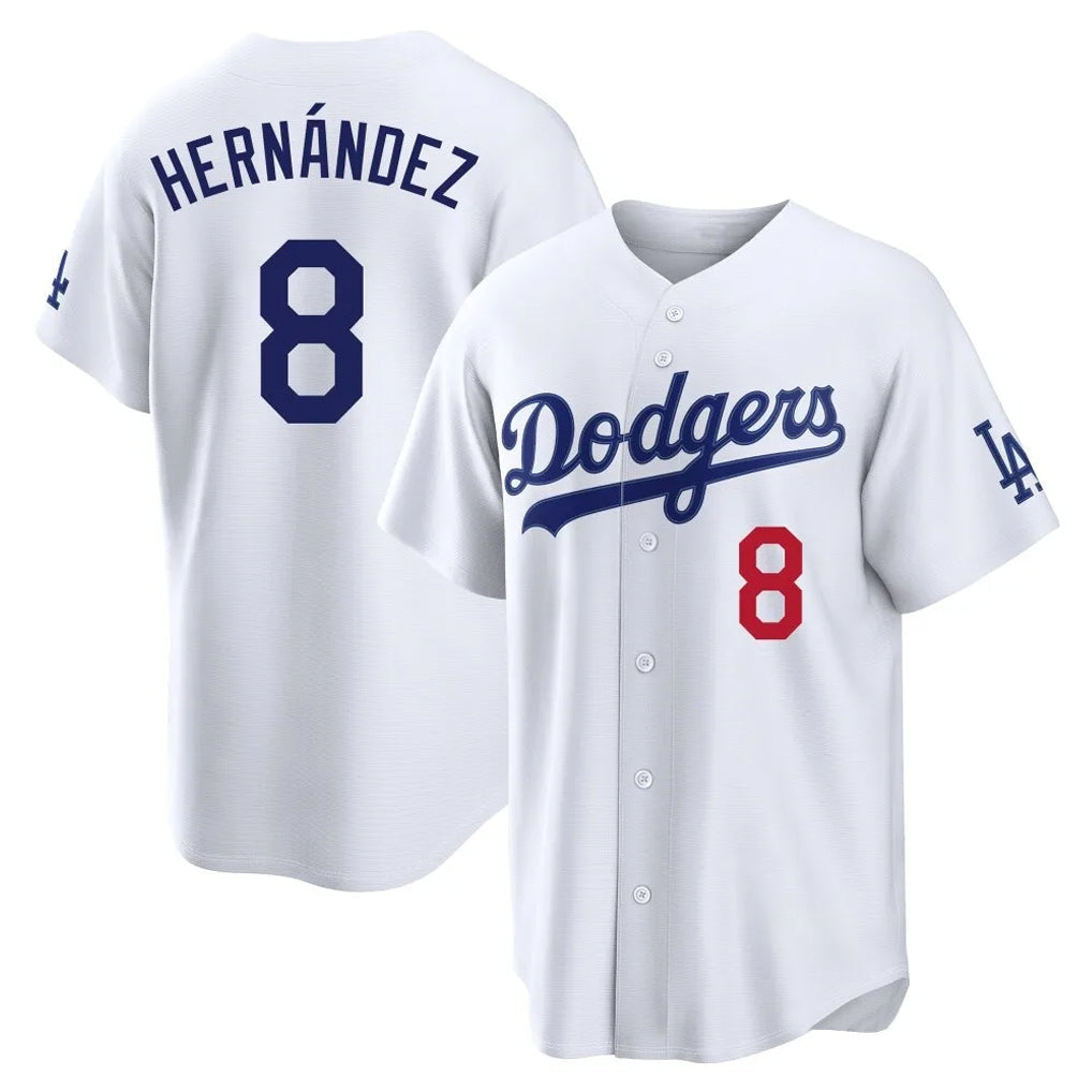 Punc LA.Dodgers #8 Enrique Hern¨¢ndez Player White Home Game Stitched Jerseys