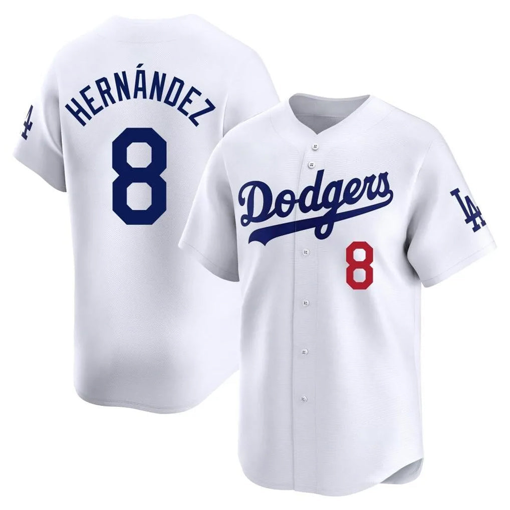 Punc LA.Dodgers #8 Enrique Hern¨¢ndez Player White Limited Home Stitched Jerseys
