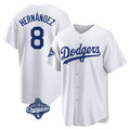 Punc LA.Dodgers #8 Enrique Hern¨¢ndez Player White World Series Meet Game Home Stitched Jerseys