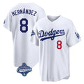Punc LA.Dodgers #8 Enrique Hern¨¢ndez Player White World Series Meet Home Game Stitched Jerseys