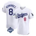 Punc LA.Dodgers #8 Enrique Hern¨¢ndez Player White World Series Meet Limited Elite Home Stitched Jerseys